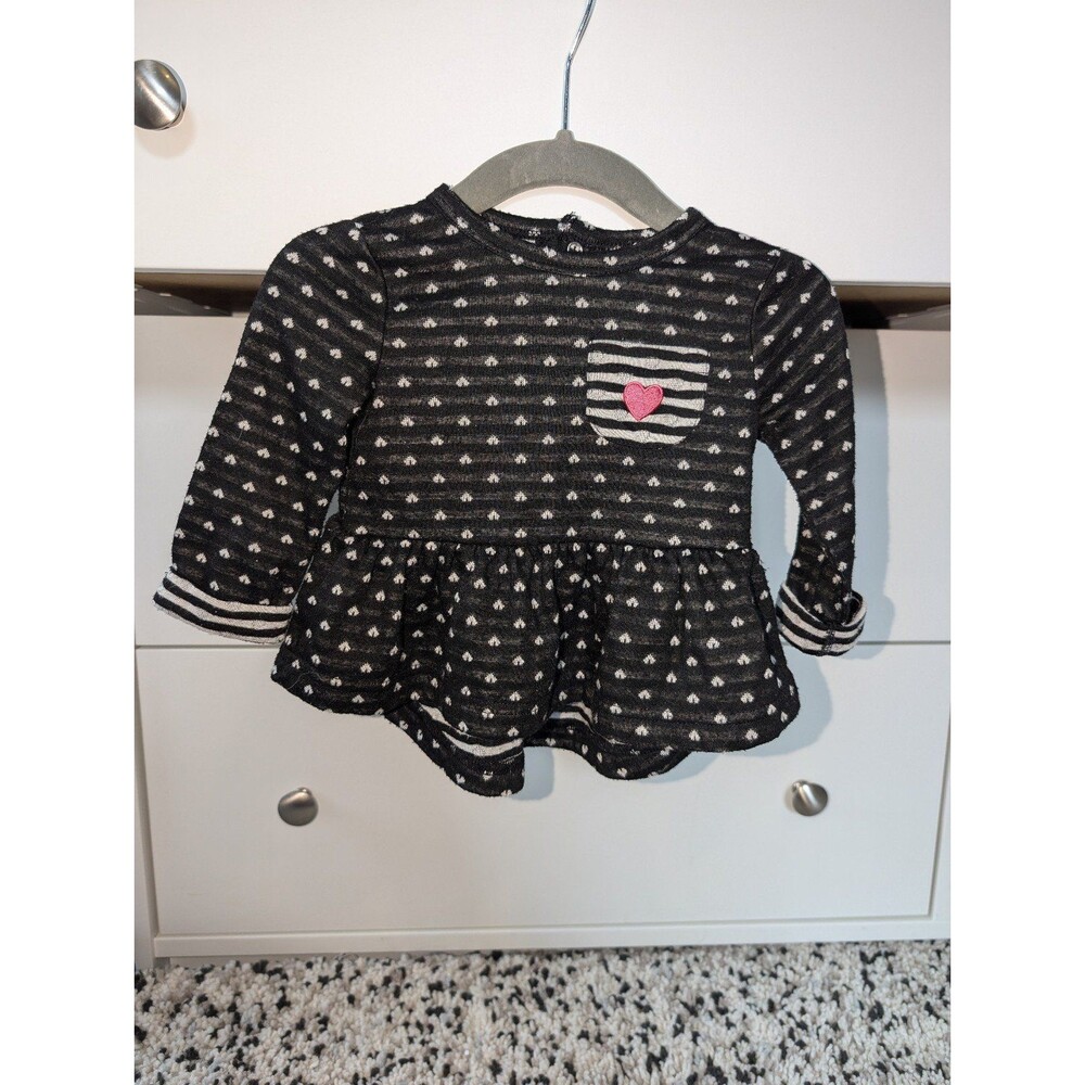 Black Polka Dot and Striped Shirt size 6-12 months
